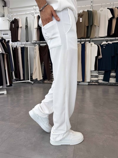 İthal Ottoman Baggy Pantolon Beyaz