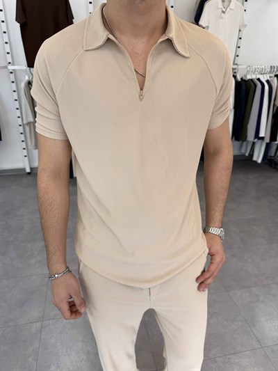 İthal Yarım Fermuar Ottoman Takım Bej