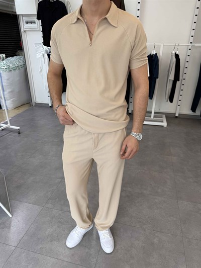 İthal Yarım Fermuar Ottoman Takım Bej