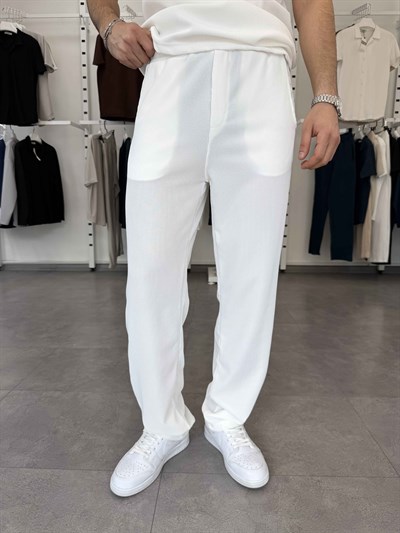 İthal Yarım Fermuar Ottoman Takım Beyaz