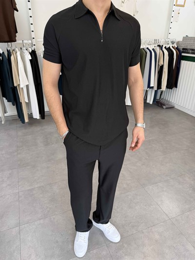 İthal Yarım Fermuar Ottoman Takım Siyah