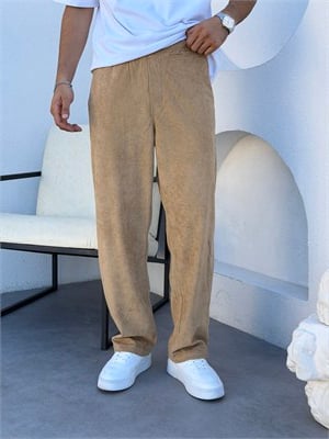 Kadife Baggy Pantolon Bej