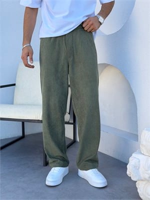 Kadife Baggy Pantolon Haki