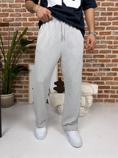 Kendinden Desenli Jogger Eşofman Gri