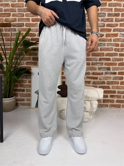 Kendinden Desenli Jogger Eşofman Gri