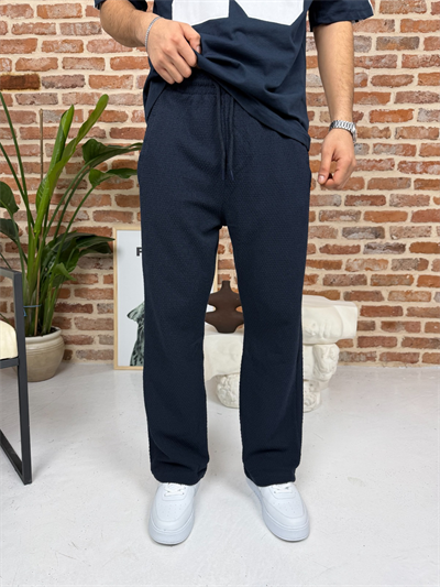 Kendinden Desenli Jogger Eşofman Lacivert