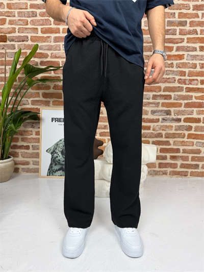 Kendinden Desenli Jogger Eşofman Siyah