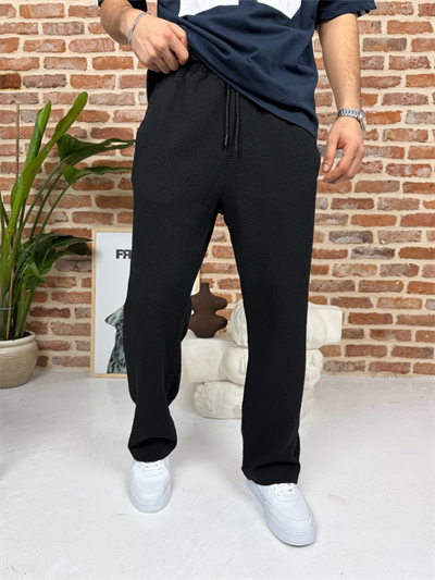 Kendinden Desenli Jogger Eşofman Siyah