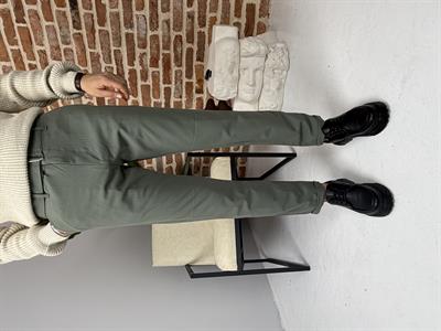 Kendinden Kemerli Kumaş Pantolon Çağla Yeşili