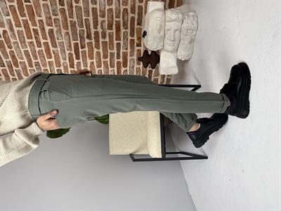 Kendinden Kemerli Kumaş Pantolon Çağla Yeşili