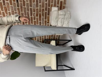 Kendinden Kemerli Kumaş Pantolon Gri