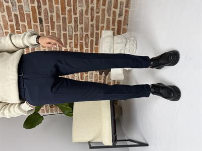 Kendinden Kemerli Kumaş Pantolon Lacivert