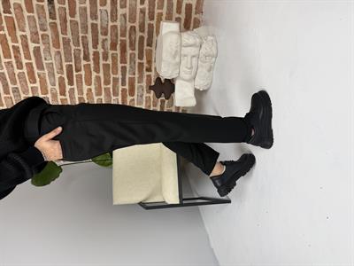 Kendinden Kemerli Kumaş Pantolon Siyah