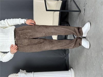 Kışlık Baggy Efektli Kadife Pantolon Acı Kahve