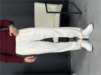Kışlık Baggy Efektli Kadife Pantolon Bej