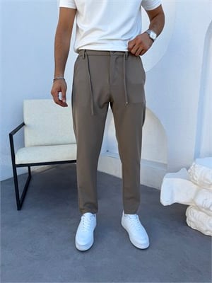 Kışlık Likralı Gabardin Pantolon Vizon