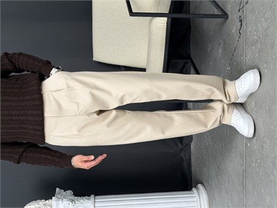 Kışlık Pileli Gabardin Baggy Pantolon Bej