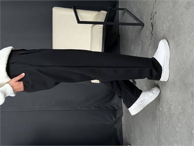 Kışlık Pileli Gabardin Baggy Pantolon Siyah