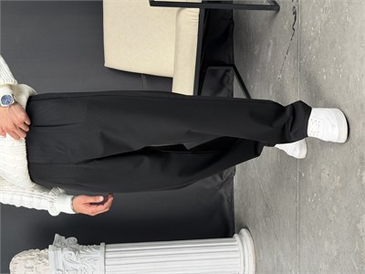 Kışlık Pileli Gabardin Baggy Pantolon Siyah