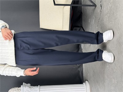Kışlık Pileli Gabardin Baggy Pantolon Lacivert