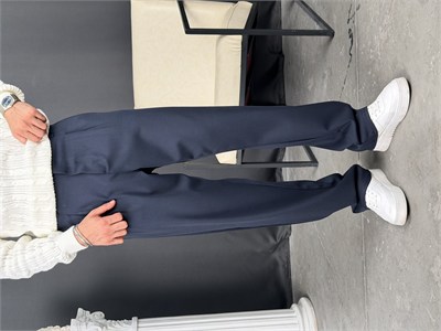 Kışlık Pileli Gabardin Baggy Pantolon Lacivert