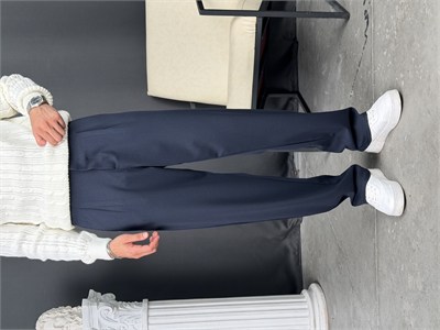 Kışlık Pileli Gabardin Baggy Pantolon Lacivert