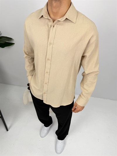 Krinkıl Keten Gömlek Bej