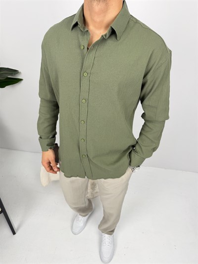 Krinkıl Keten Gömlek Yeşil