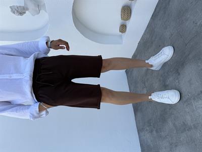 Likralı Krep Şort Kahve