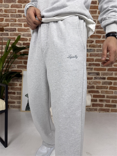 Loyalty Nakışlı Şardonsuz Takım Gri Melanj