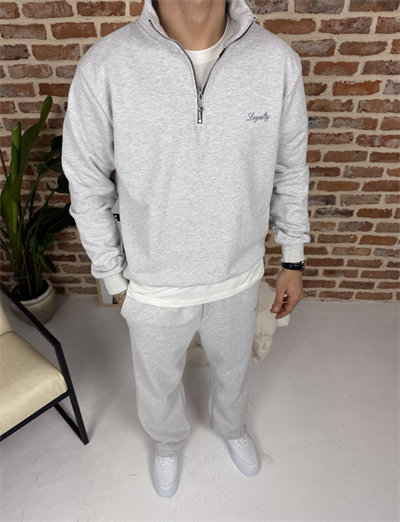 Loyalty Nakışlı Şardonsuz Takım Gri Melanj