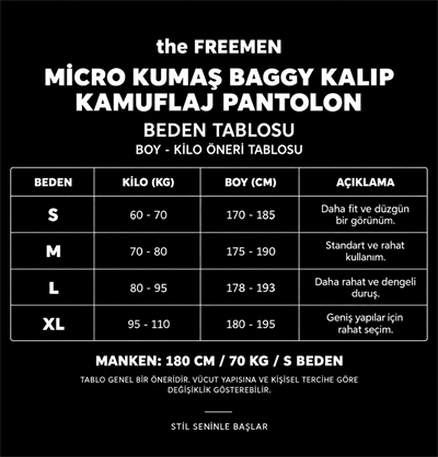 Micro Dokuma Baggy Kamuflaj Pantolon