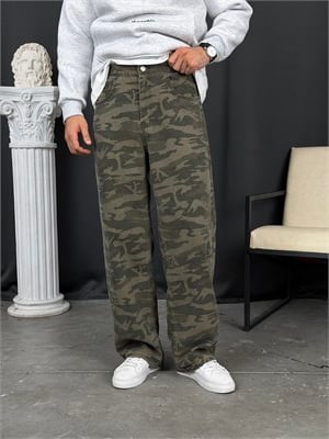 Micro Dokuma Baggy Kamuflaj Pantolon