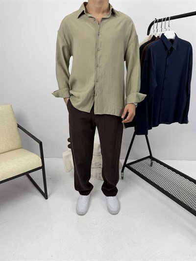 Modal Kumaş Oversize Gömlek Çağla Yeşili