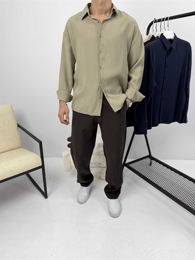 Modal Kumaş Oversize Gömlek Çağla Yeşili