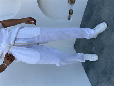 Müslin Kumaş Baggy Pantolon Beyaz