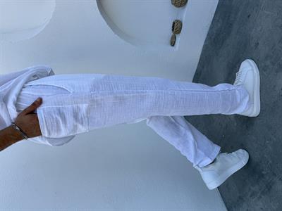 Müslin Kumaş Baggy Pantolon Beyaz