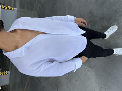 Pamuklu Takım Beyaz Müslin Gömlek Siyah Duble Paça Pantolon