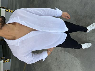 Pamuklu Takım Beyaz Müslin Gömlek Siyah Duble Paça Pantolon