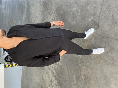 Pamuklu Takım Siyah Müslin Gömlek Siyah Duble Paça Pantolon