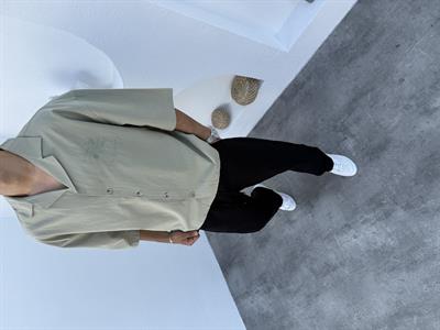 Nakış İşlemeli Apaş Yaka Kısa Kol Gömlek mint yeşili