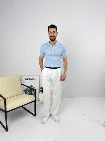 Örgülü Regular Triko Bebe Mavi