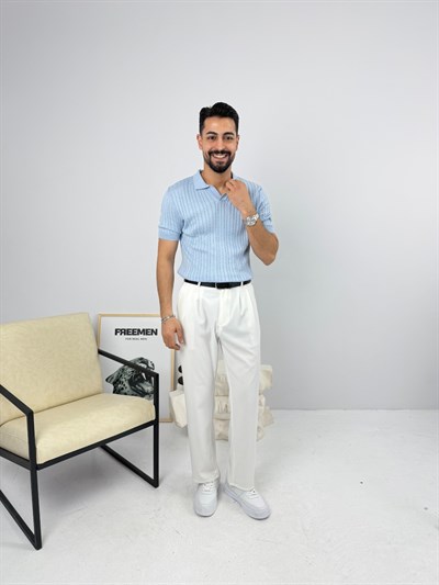 Örgülü Regular Triko Bebe Mavi