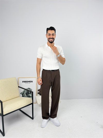 Örgülü Regular Triko Beyaz