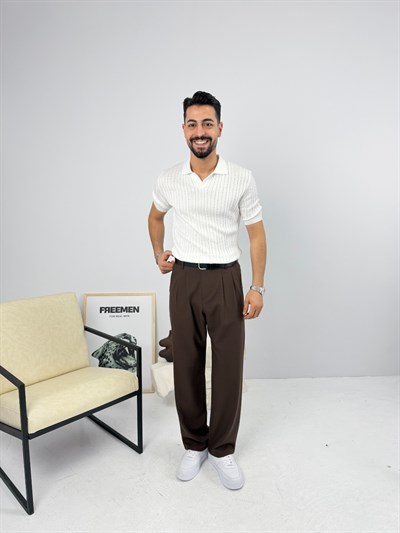 Örgülü Regular Triko Beyaz