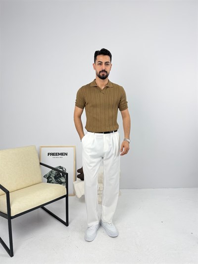 Örgülü Regular Triko Camel