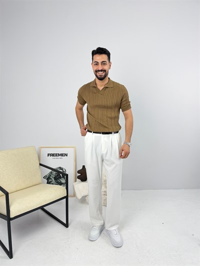 Örgülü Regular Triko Camel