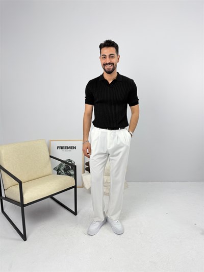 Örgülü Regular Triko Siyah