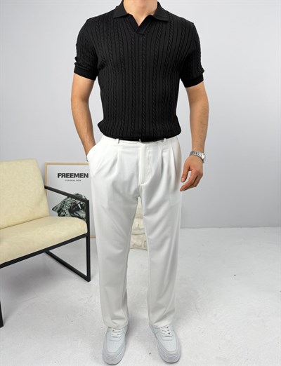 Örgülü Regular Triko Siyah