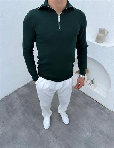 Örme Tam Boğaz Triko Yeşil